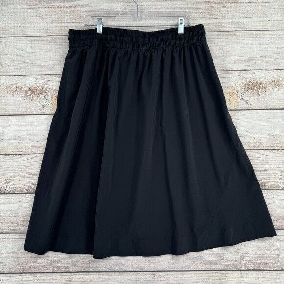 Athleta Arrival Drawstring Midi‎ Skirt Women's 22 Black Travel Stretch - Picture 2 of 12